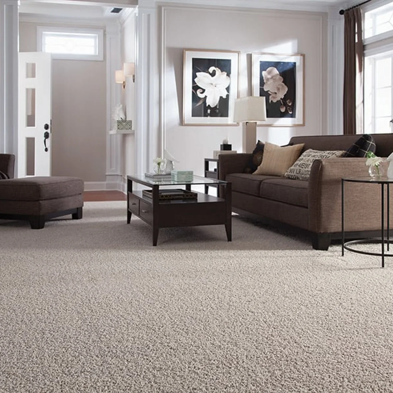 Carpet installation in transitional designed living room