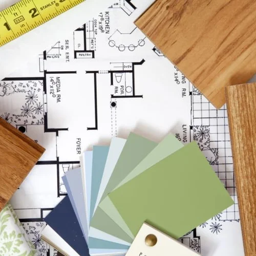 Project plans, floors samples, paint swatches